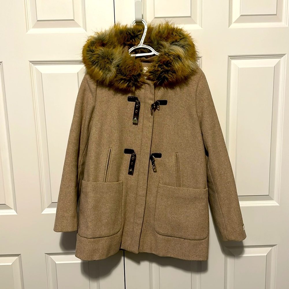 Calvin Klein peacoat with fur hood